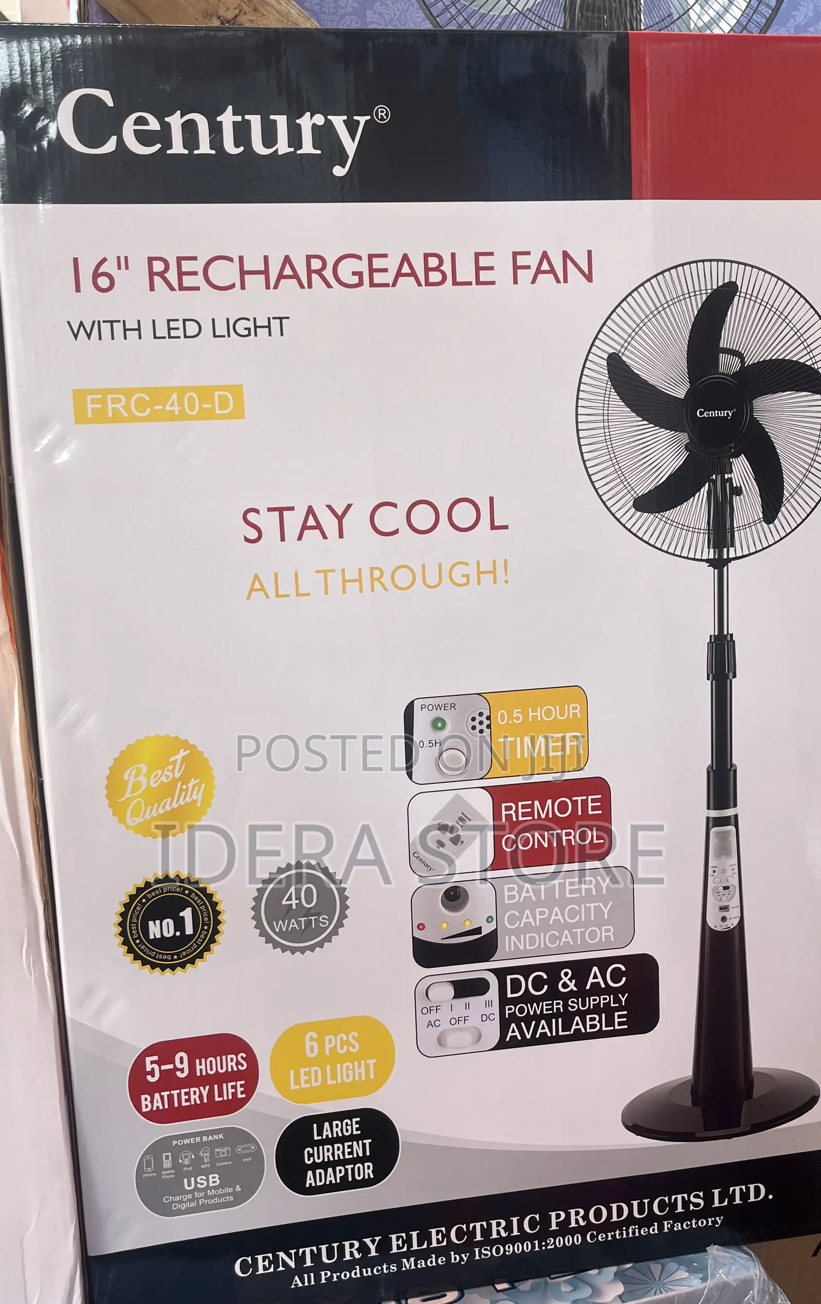 16inches Century Rechargeable Standing Fan
