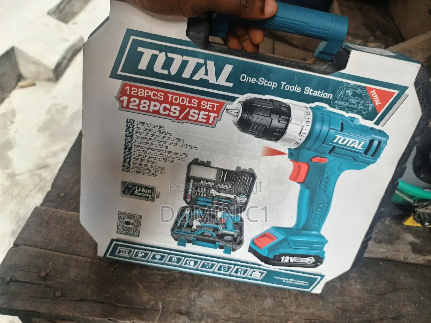 Total Cordless Battery Drill 12v With Tools 128 Pieces