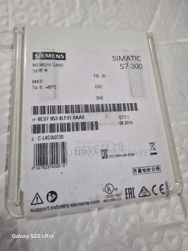 Siemens 6es7953-8lf31-0aa0 Simatic S7 Micro Memory Card 64kb
