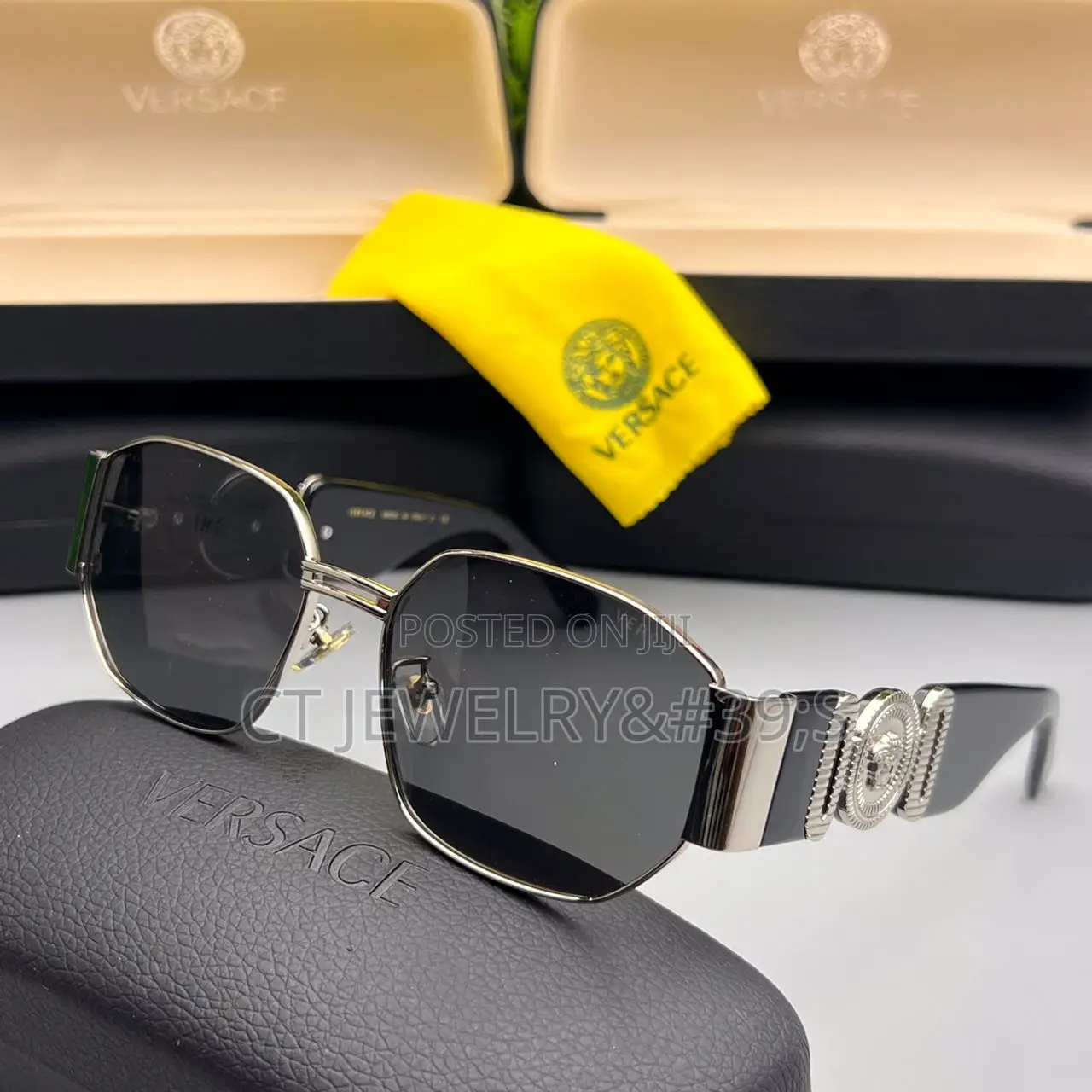 Versace Thick Frame Classic Sunglasses Uv Protection Trendy Design