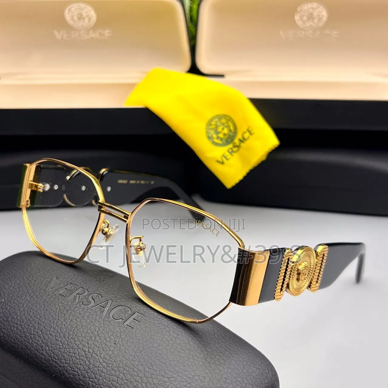 Versace Thick Frame Classic Sunglasses Uv Protection Trendy Design