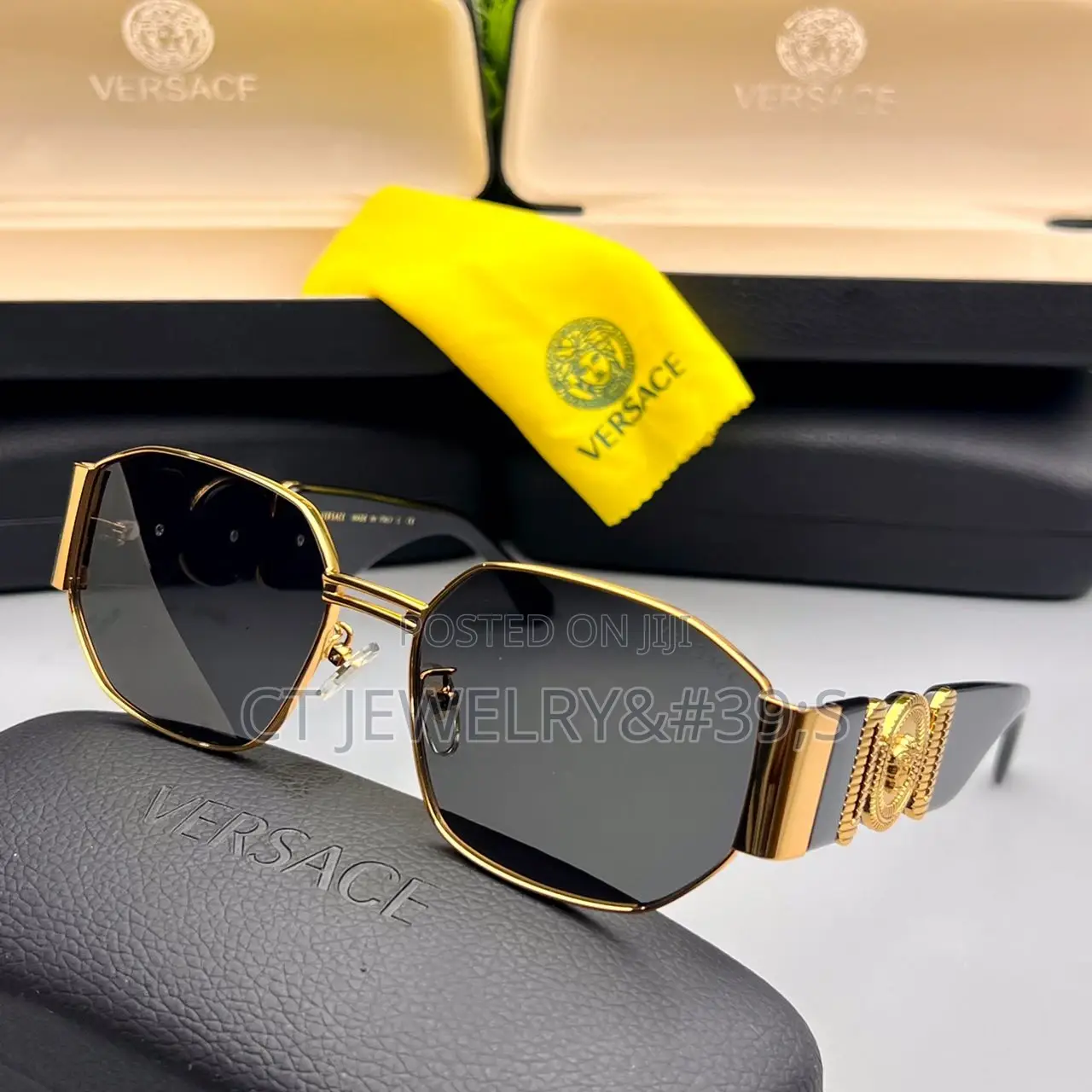 Versace Thick Frame Classic Sunglasses Uv Protection Trendy Design