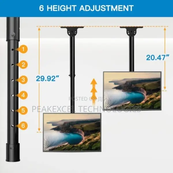 Adjustable Tv Monitor Ceiling Mount for 32" - 72" Inches