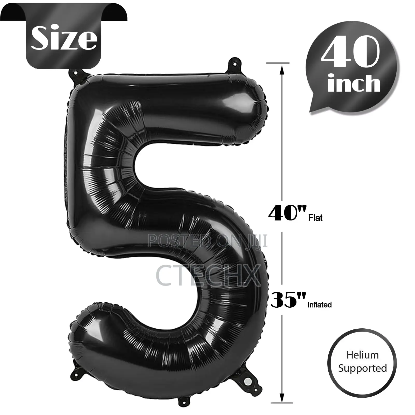 Number 5 Balloon. Black Number Balloon 40 Inch