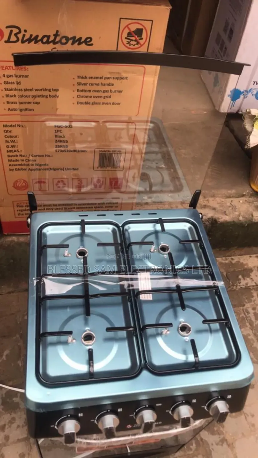 New Binatone Automatic 4 Burner Gas Cooker With Oven >2 Yrs