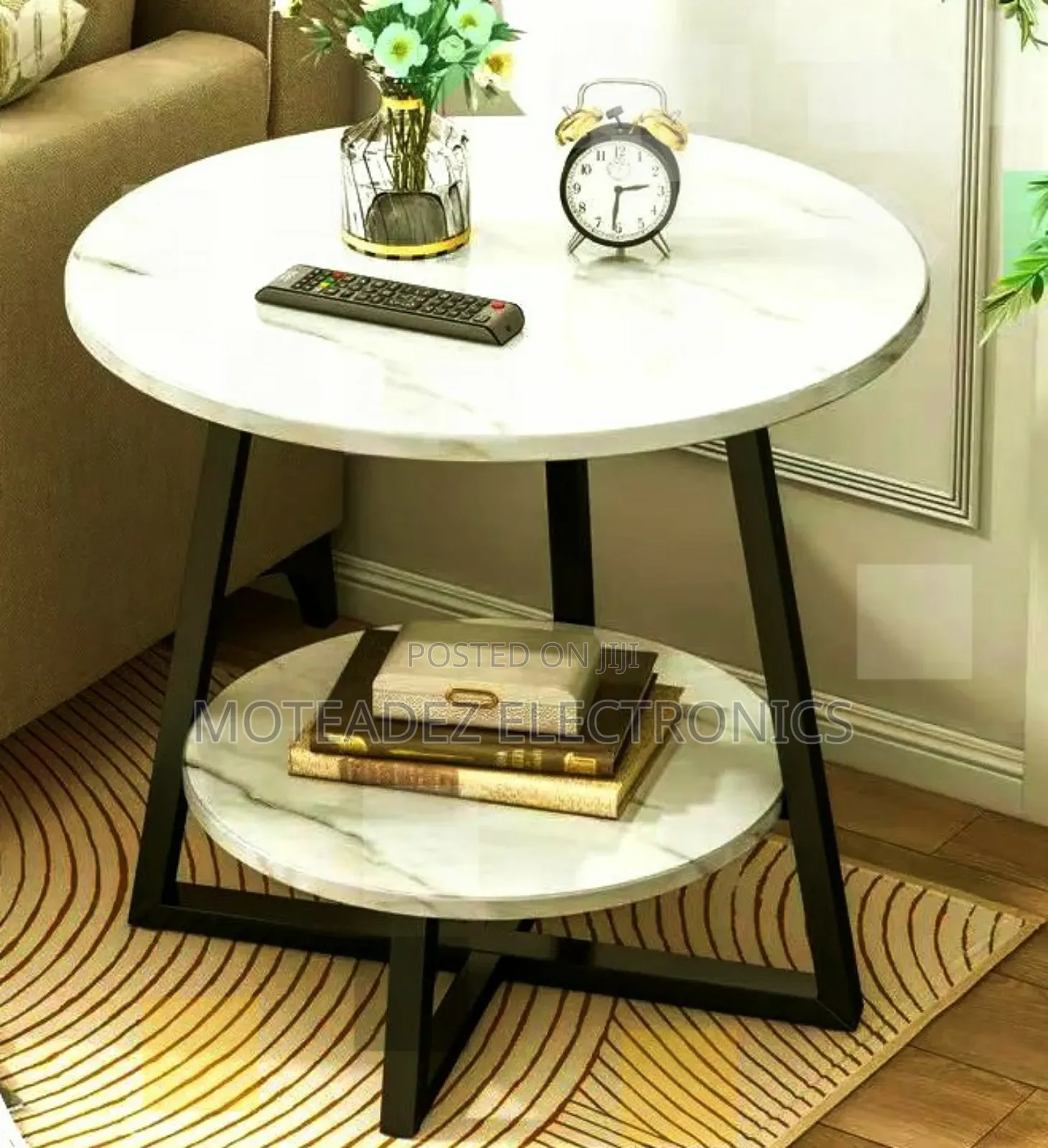 Big Size Classic Corner Side Round Table W/Gold Plated Base