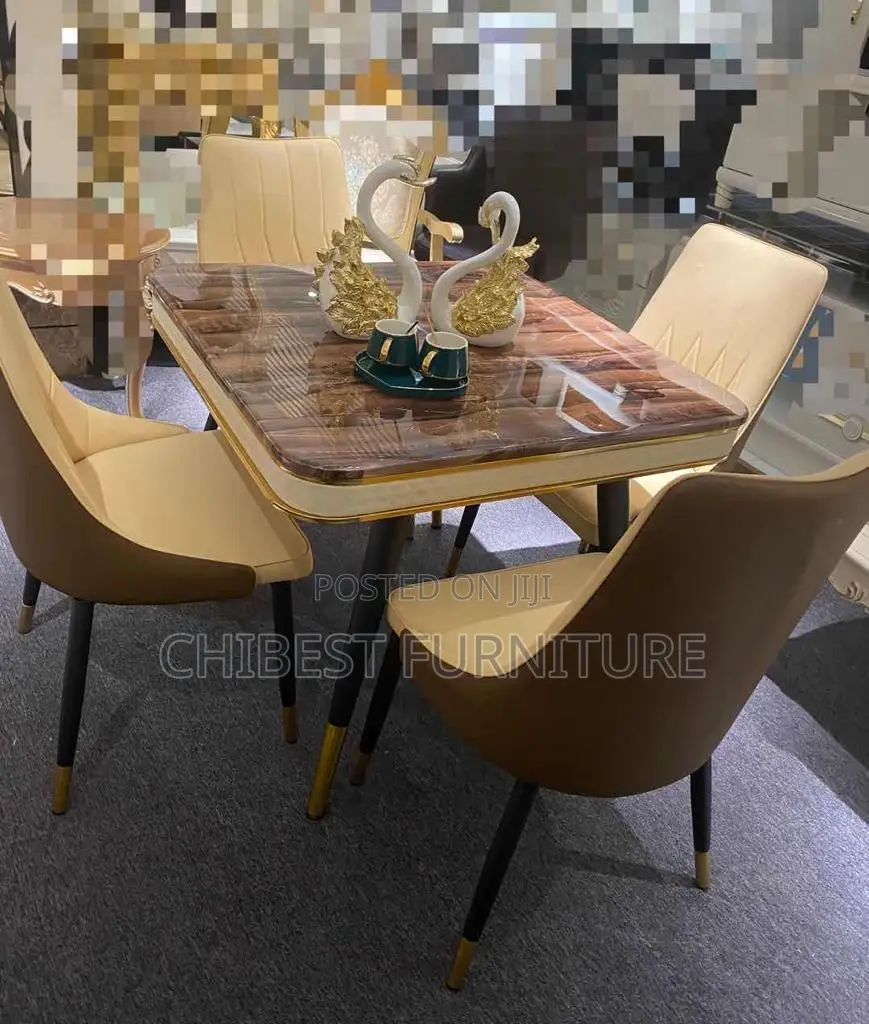 Imported Marble Dining Table With Four Executive Chairs