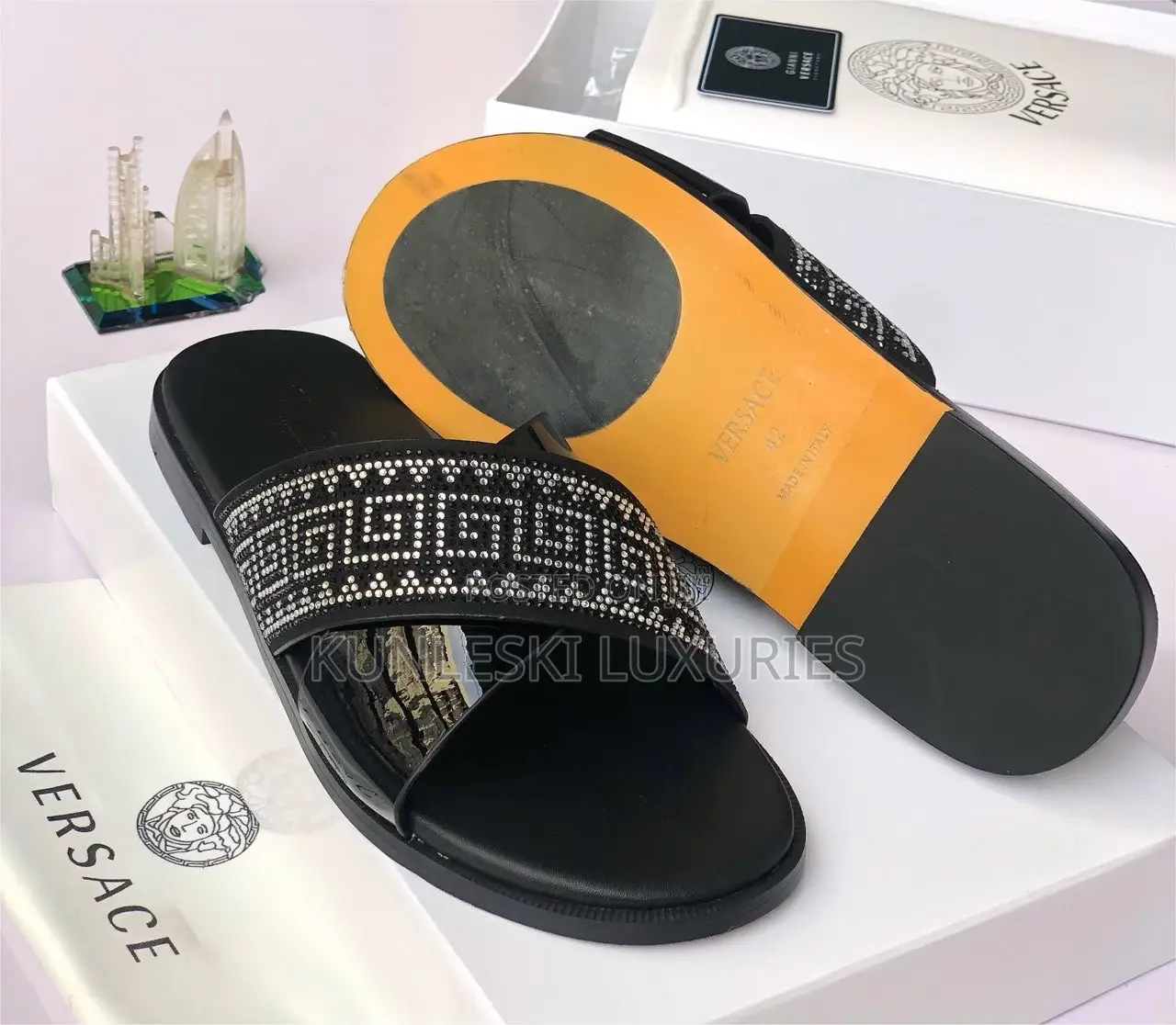 Original Versace Men Leather Slippers