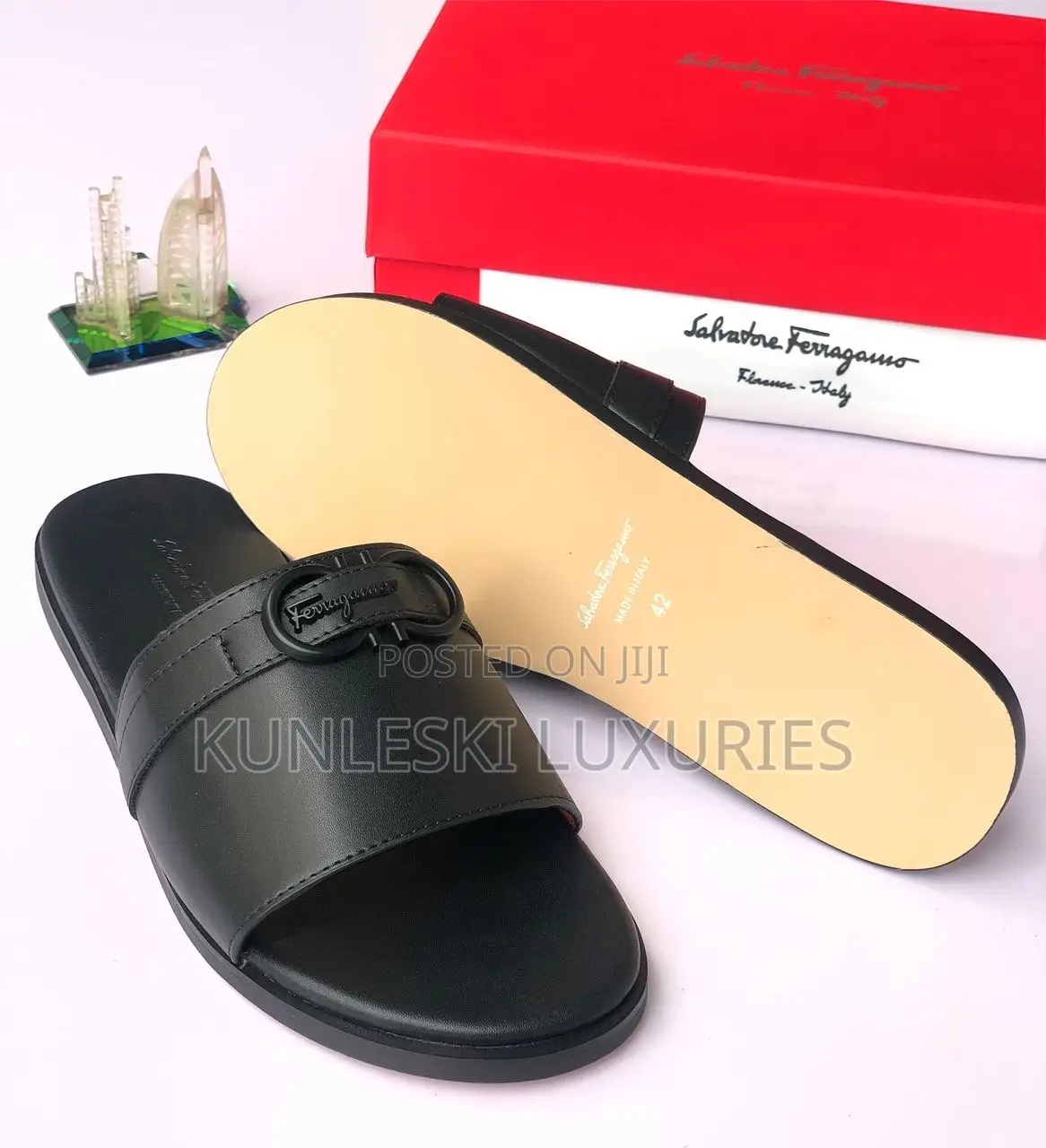 Original Salvatore Ferragamo Men Leather Slippers