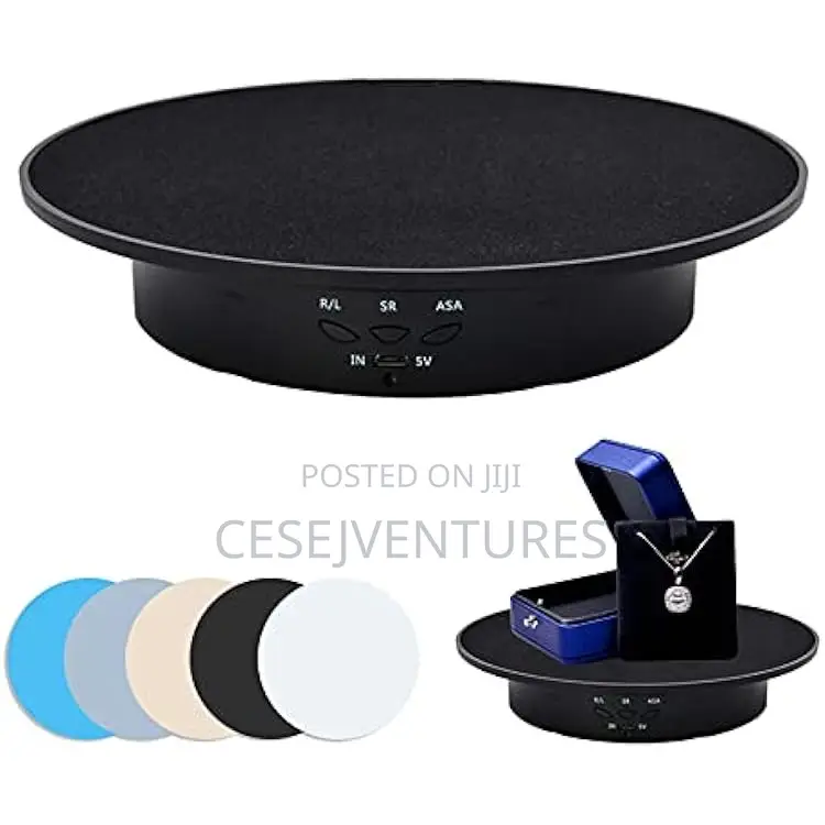 "Dual-Powered 360° Rotating Display Stand, High-Capacity