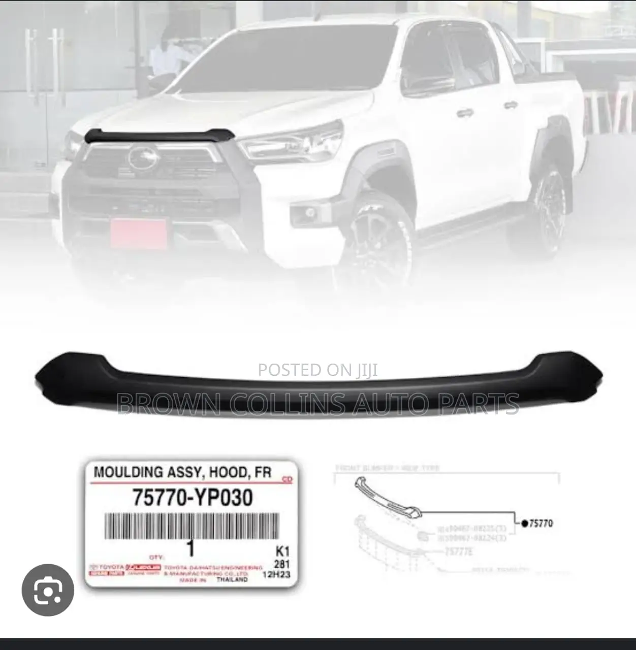 Bonnet Chrome Black Toyota Hilux 2020-2024