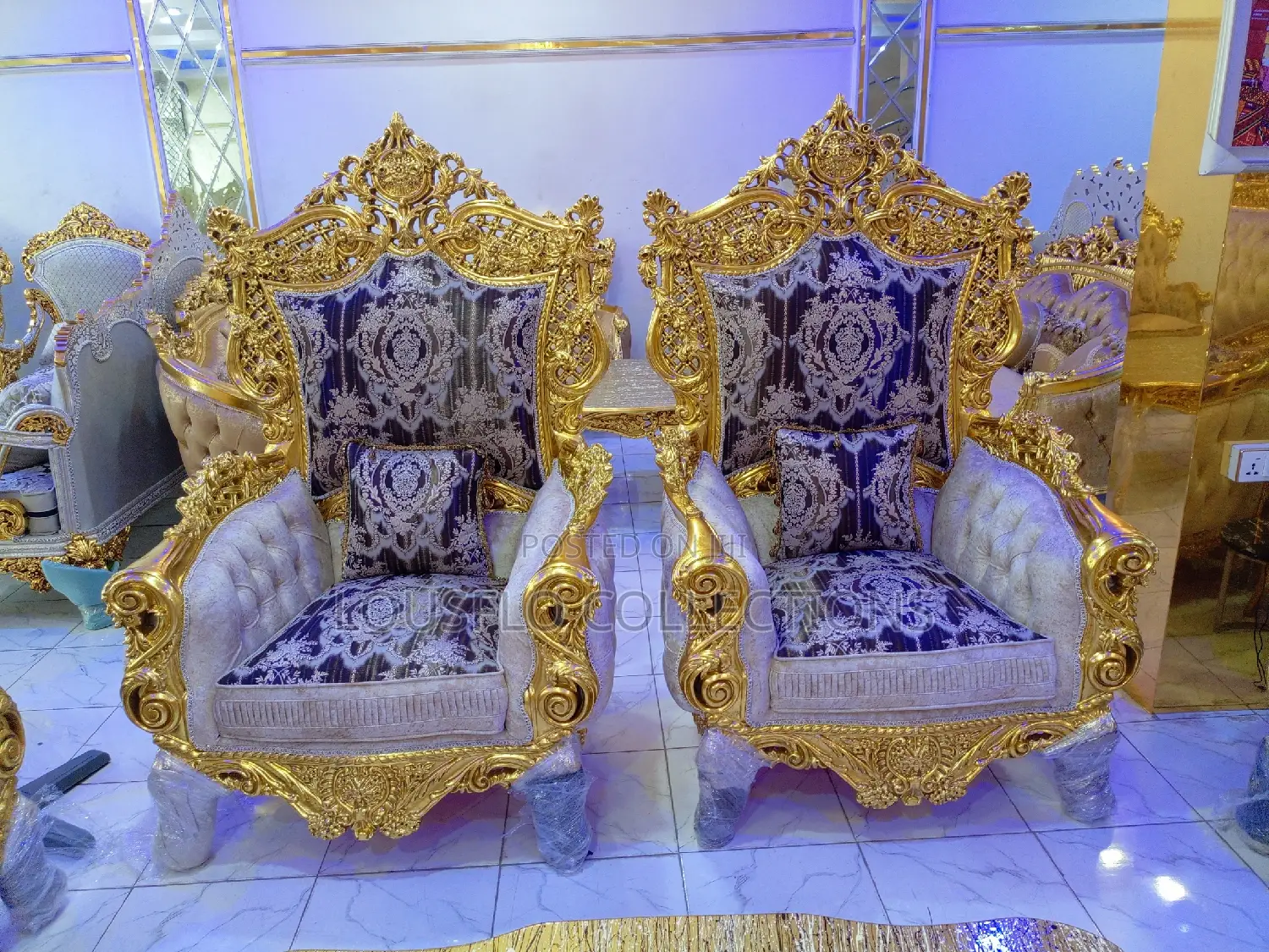 8 Seater Italian Royal Gold Superlative Fabric Sofa