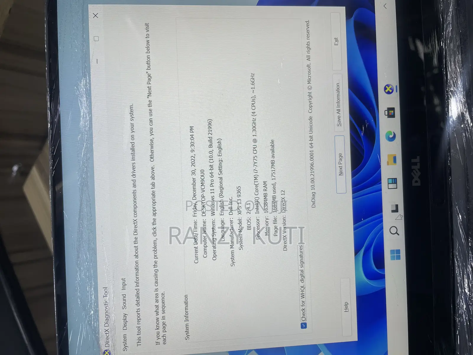 Laptop Dell XPS 13 16GB Intel Core I7 SSD 256GB