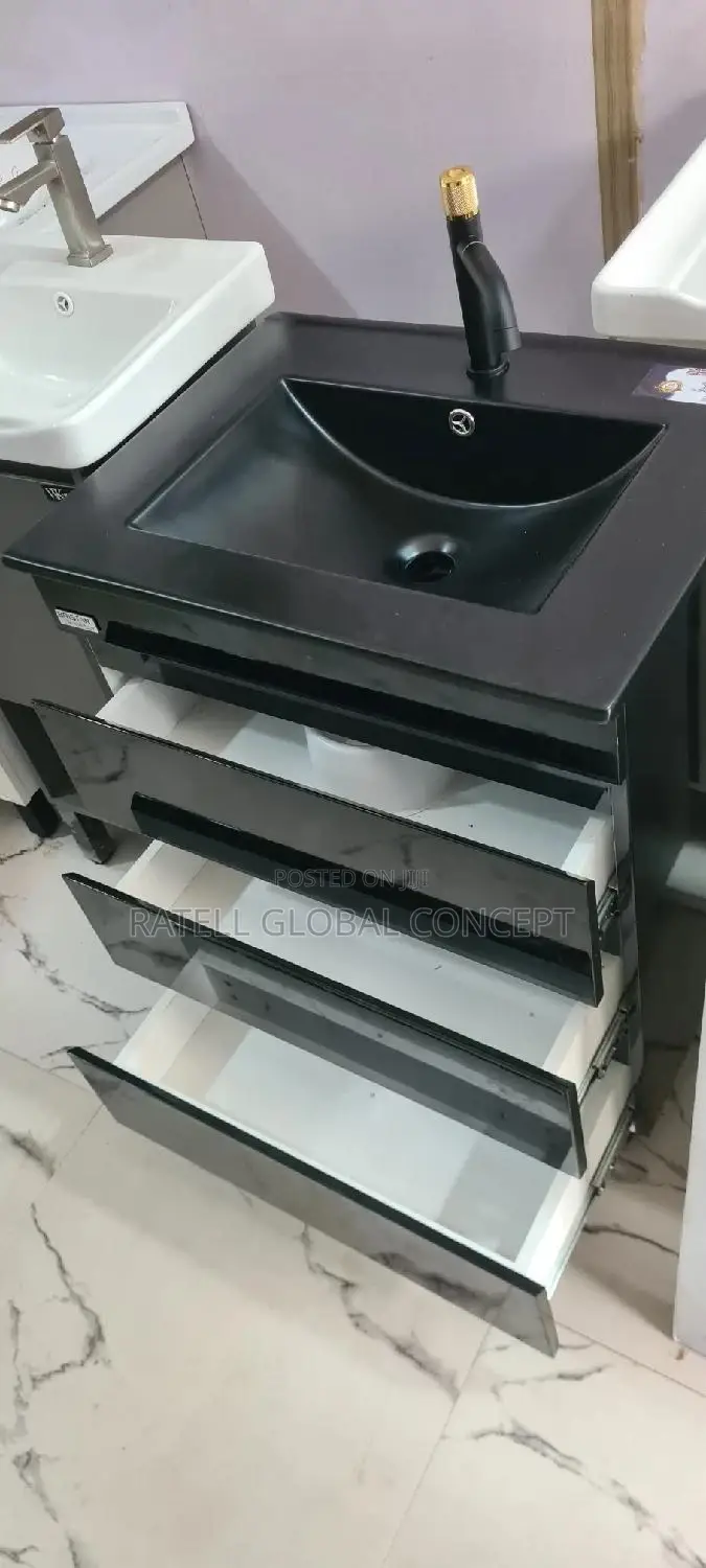 Black Cabinet Wash Hand Basin ( 3 Step Drawer )