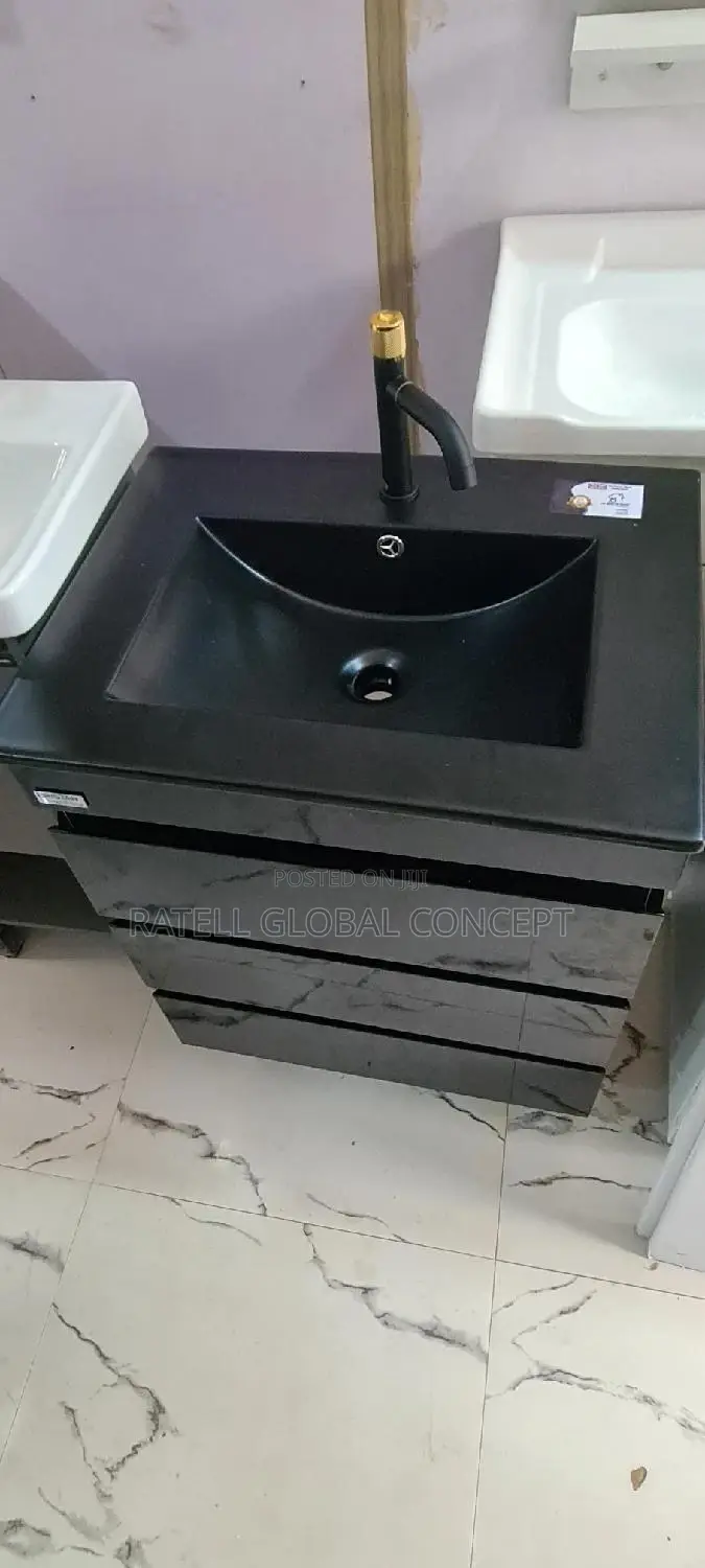 Black Cabinet Wash Hand Basin ( 3 Step Drawer )