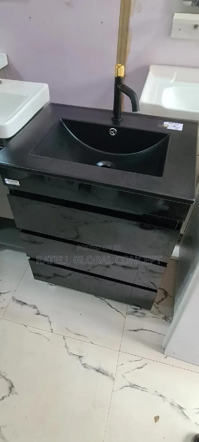 Black Cabinet Wash Hand Basin ( 3 Step Drawer )