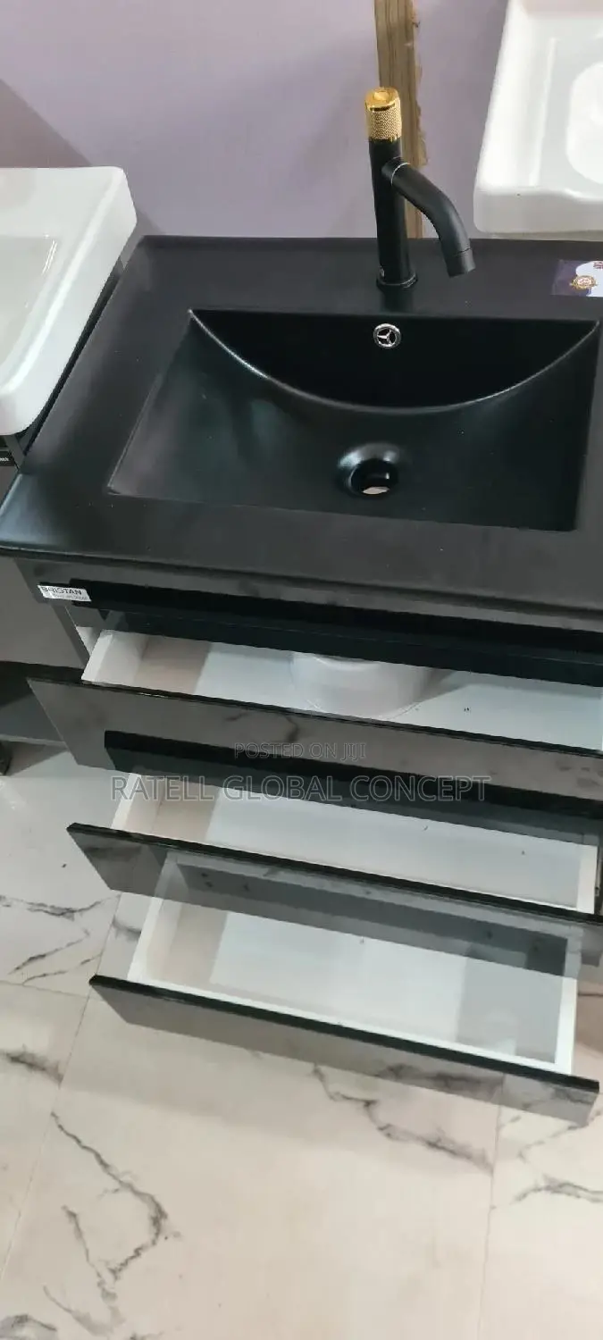 Black Cabinet Wash Hand Basin ( 3 Step Drawer )