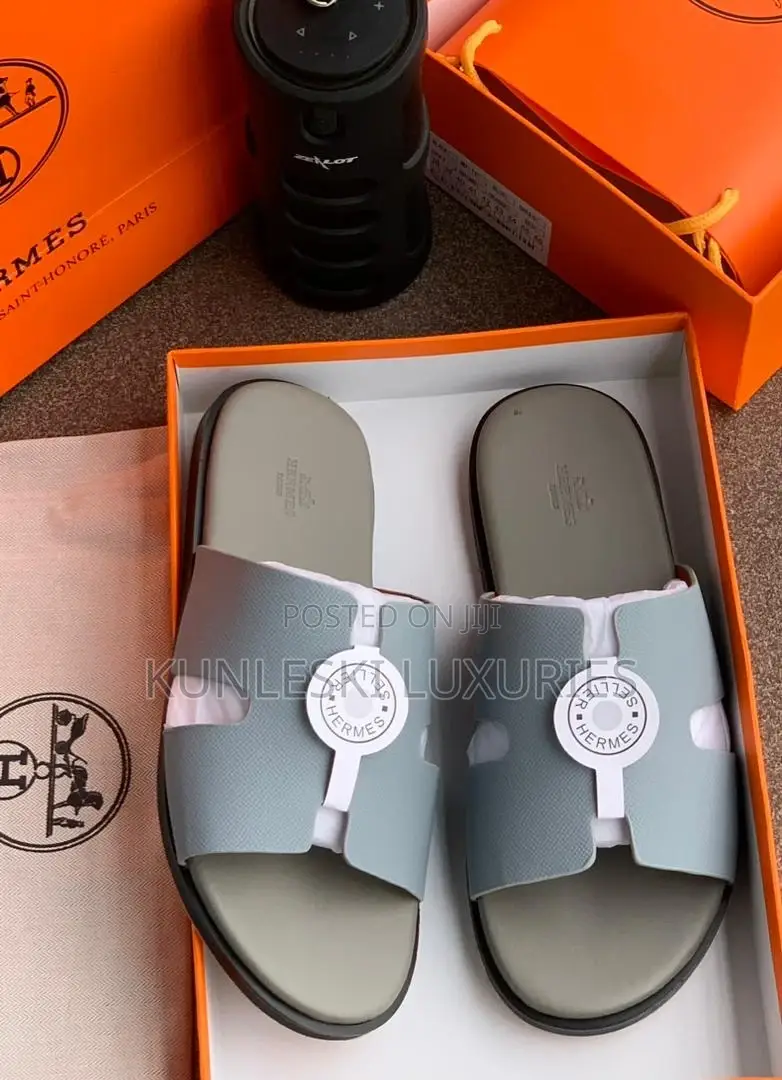Original Hermes Men Leather Slippers