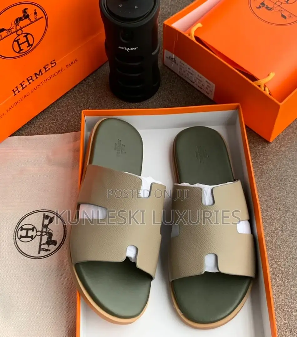 Original Hermes Men Leather Slippers
