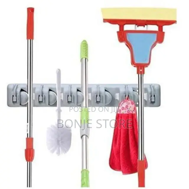 4 in 1 Wall Mount Mop Broom Holder With Hanger