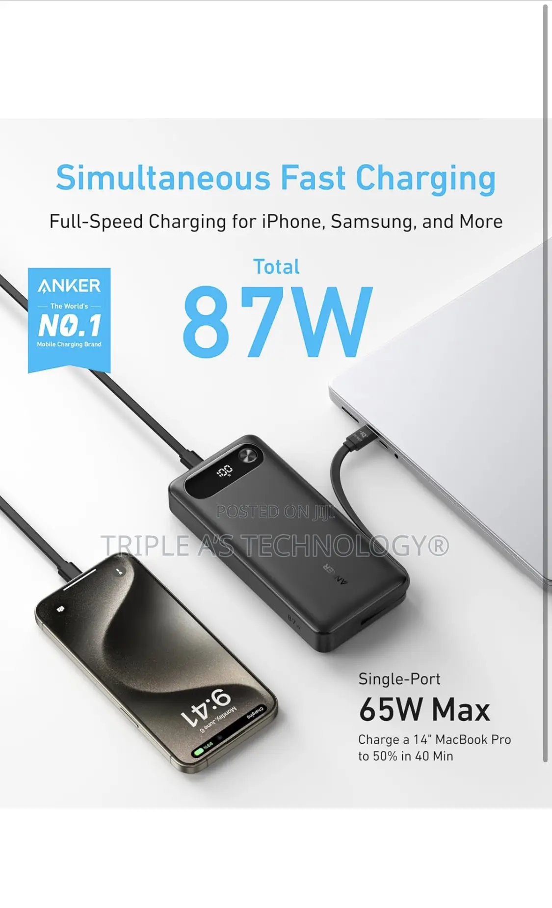 Authentic Anker Power Bank Model A1383 87w/20,000mah Portable Charger