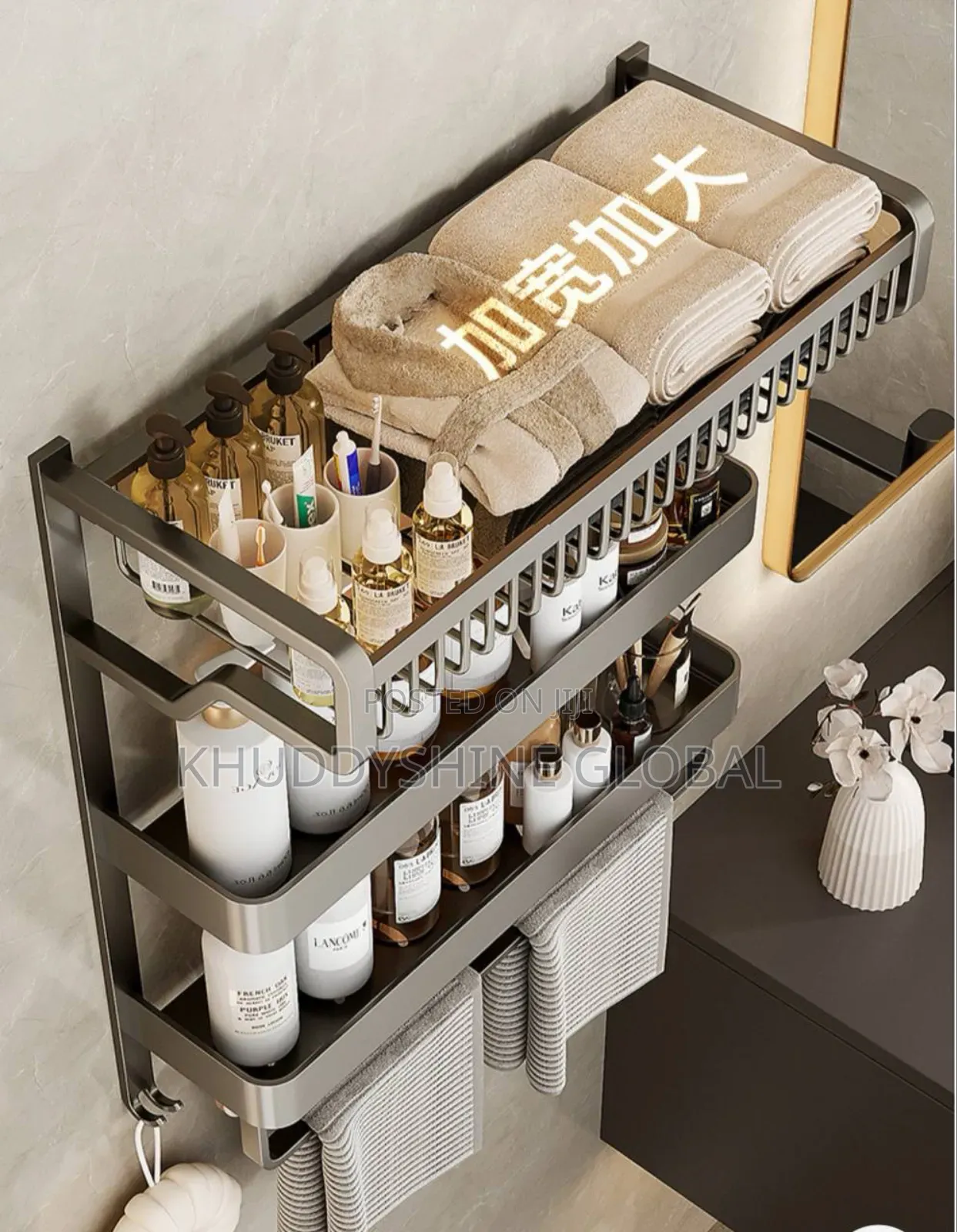 Bathroom Organiser Corner Shelves Wall Mounted Aluminum