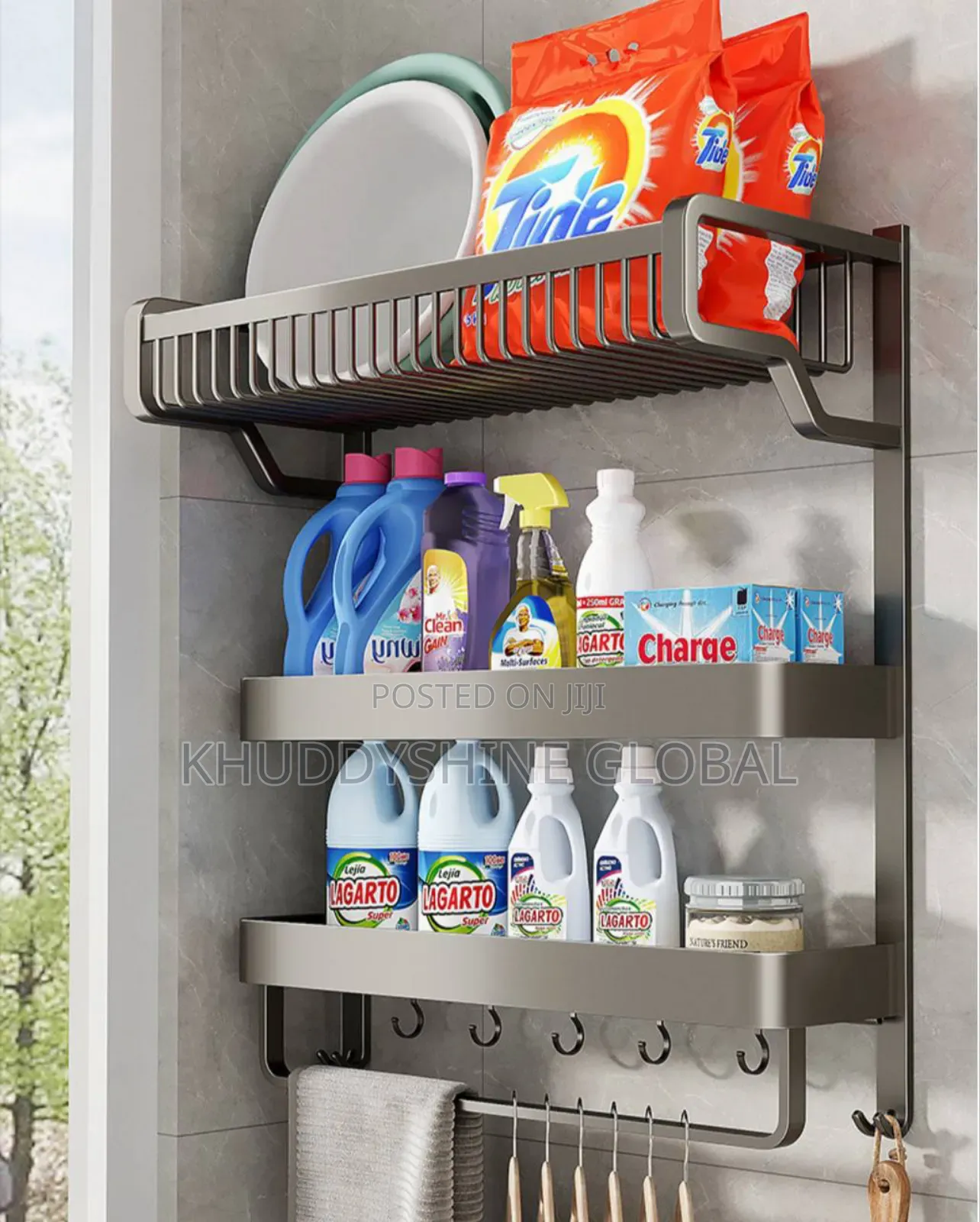 Bathroom Organiser Corner Shelves Wall Mounted Aluminum
