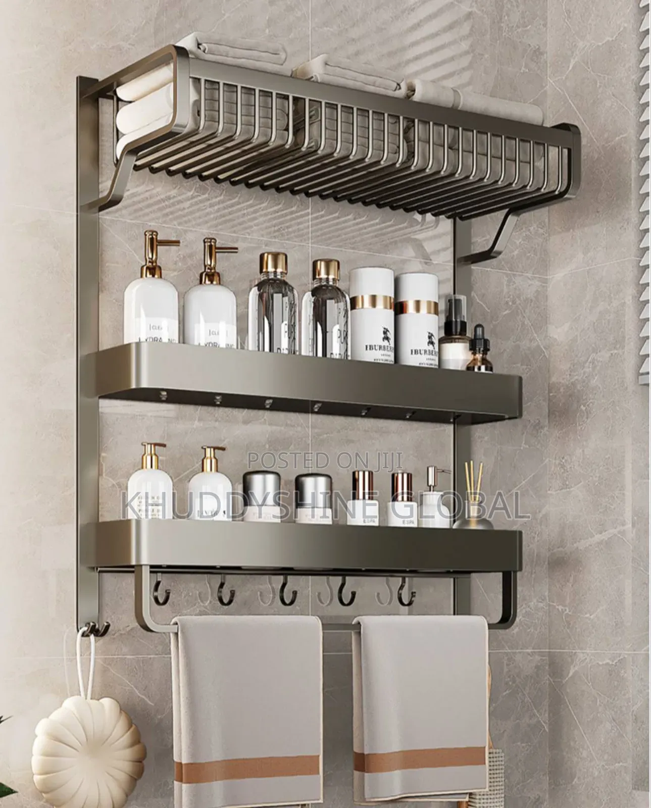 Bathroom Organiser Corner Shelves Wall Mounted Aluminum