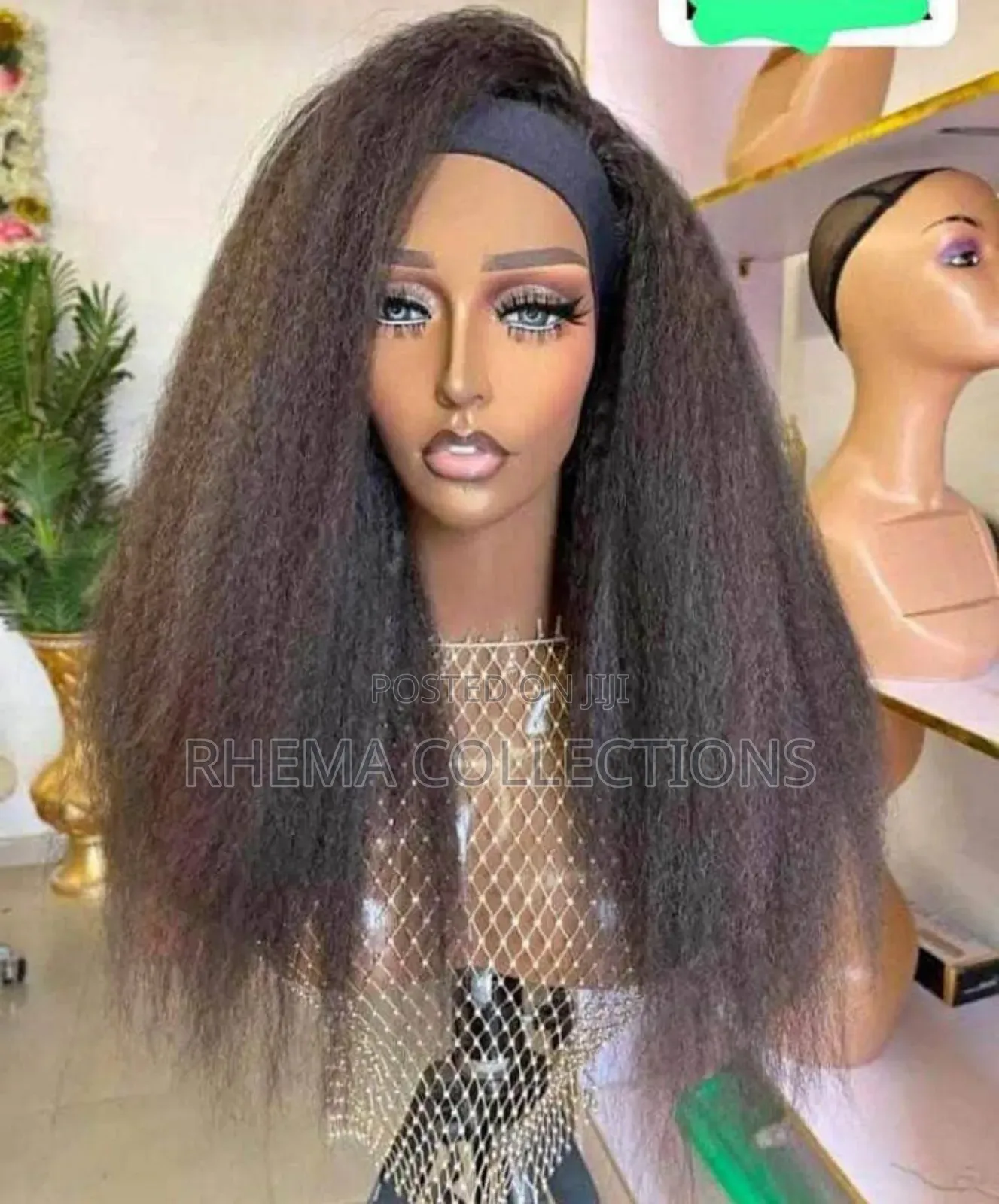 Banded Straight Kinky Wig