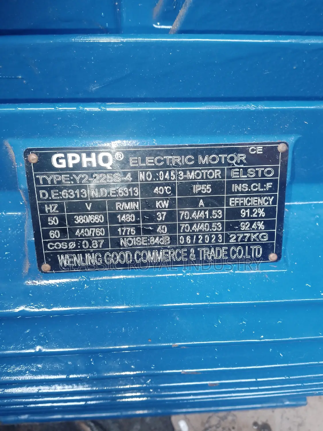 Brand New 37kw Electric Motor 1480 RPM 50hp