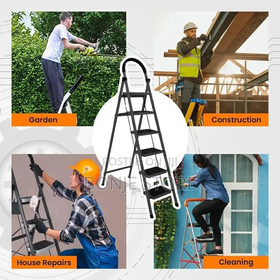 6 Step Foldable Ladder With Anti Slip Wide Sturdy Handgrip