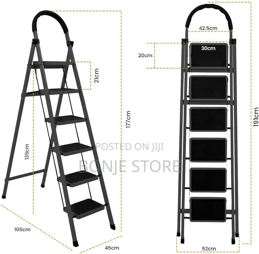 6 Step Foldable Ladder With Anti Slip Wide Sturdy Handgrip