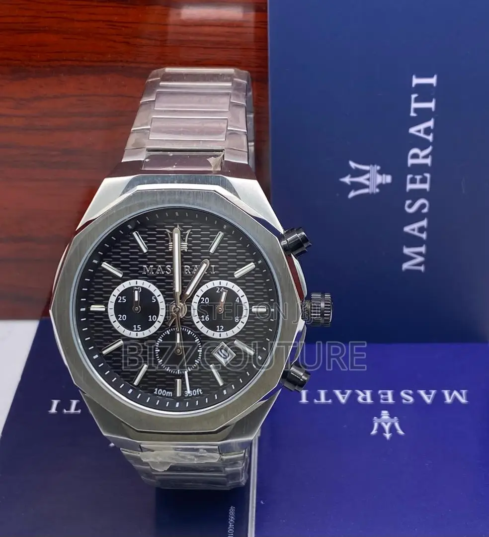 Original Maserati 100M 330ft Chronograph Silver Chain Watch