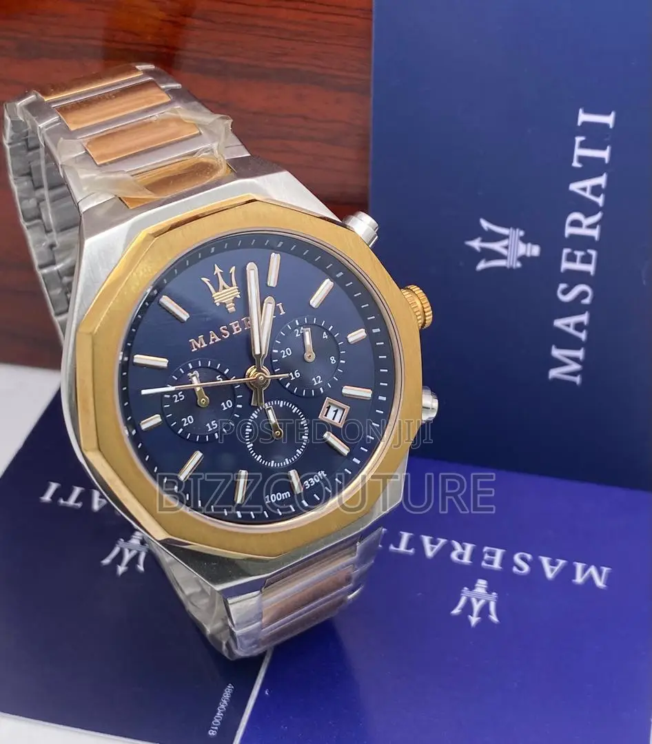 Original Maserati Chronograph Gold Mix Silver Chain Watch