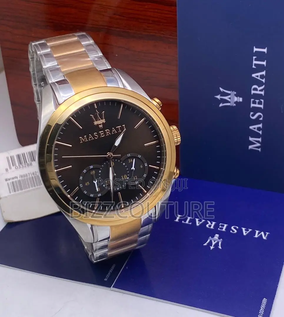 Original Maserati Chronograph Gold Mix Silver Chain Watch