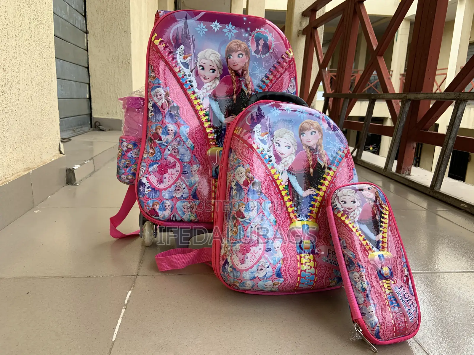 4n1 Set Kids Trolley School Bag With Back Strap