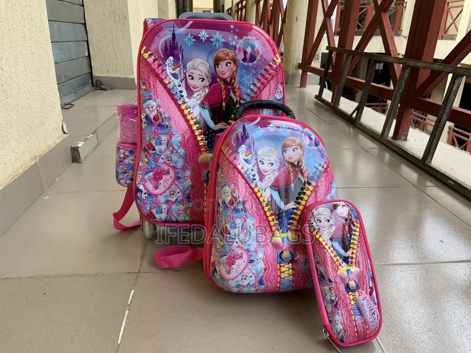 4n1 Set Kids Trolley School Bag With Back Strap