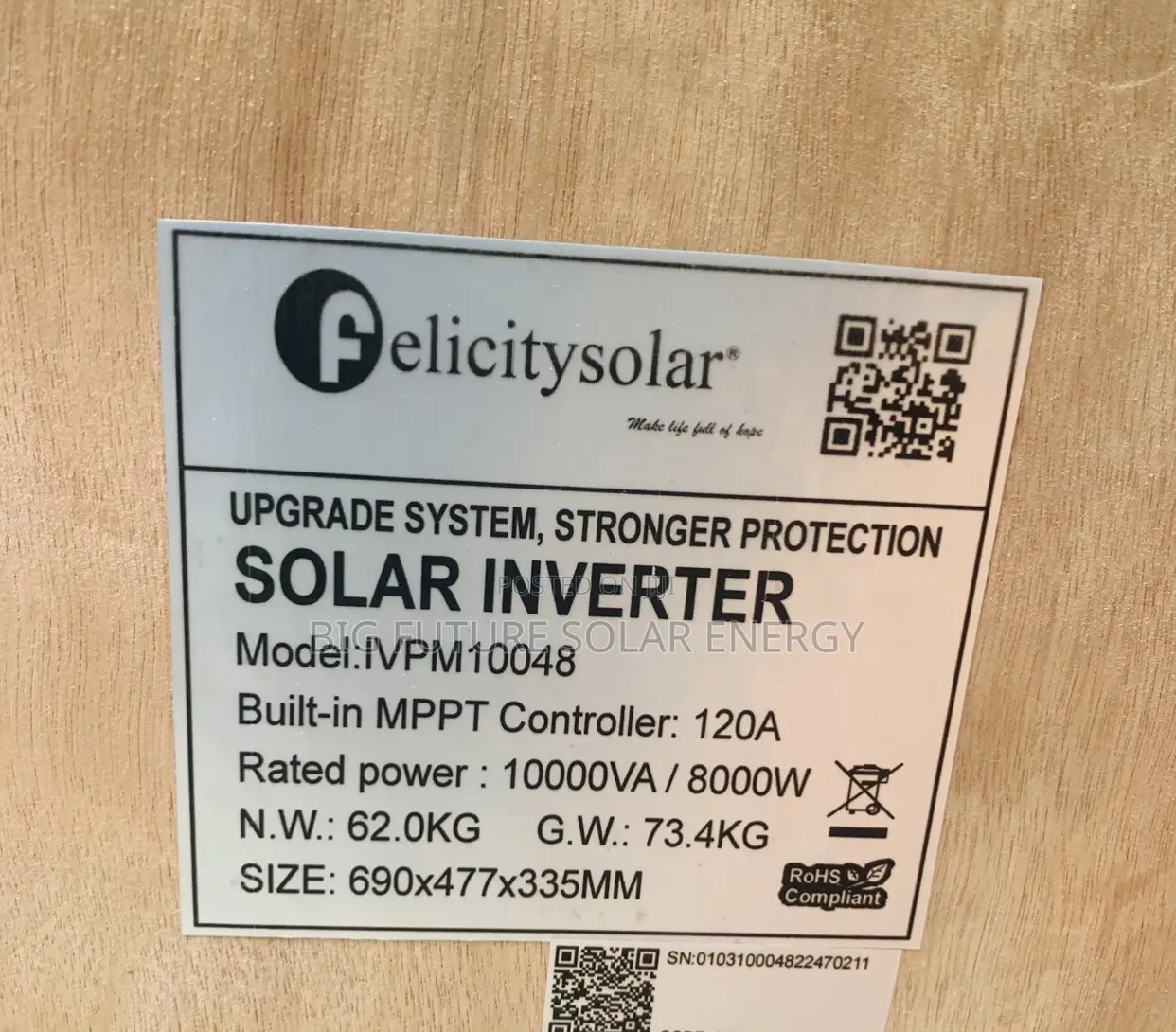 10kva Felicity Solar Inverter Hybrid 48v
