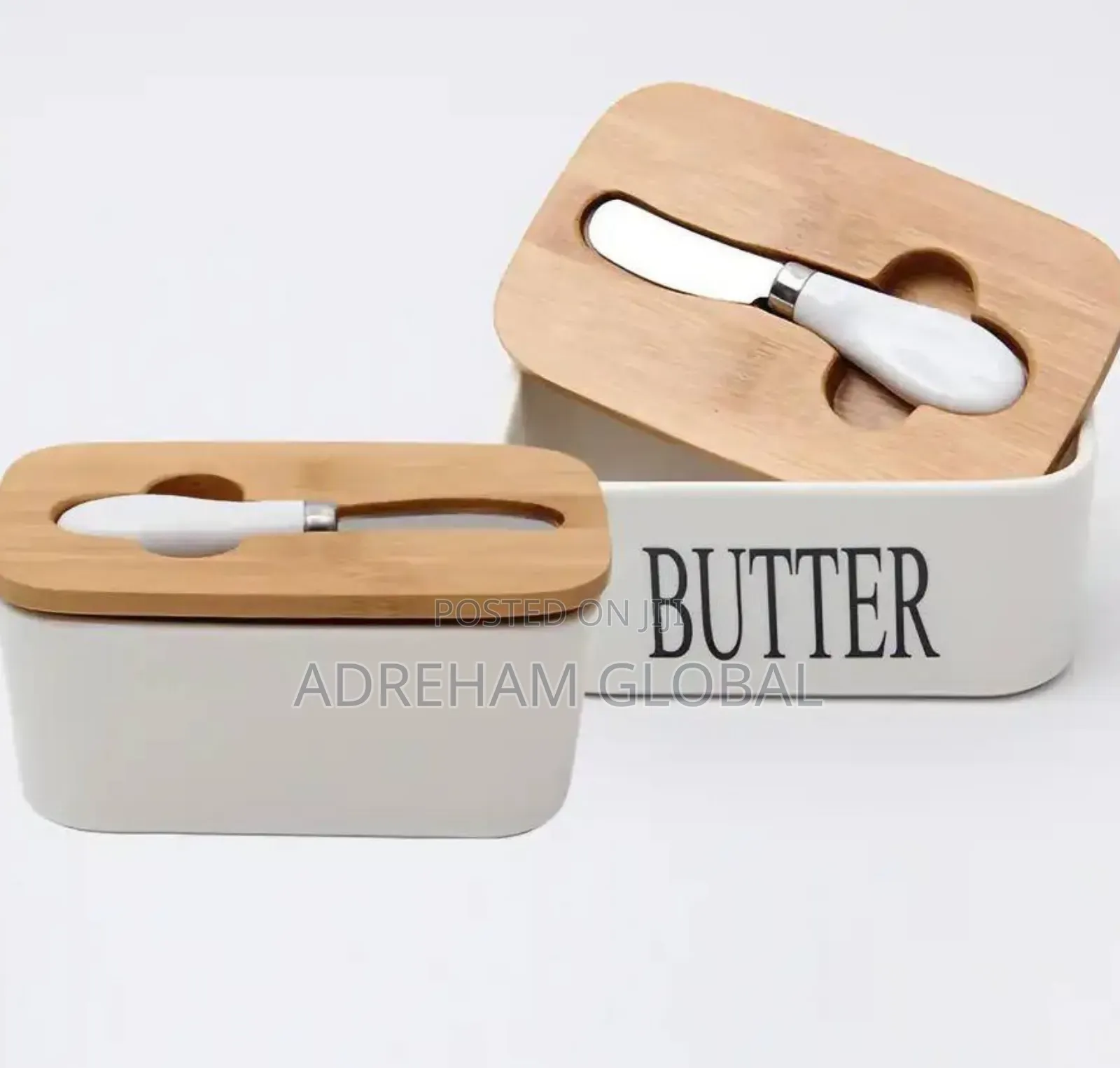 Bamboo Cover With Ceramic Butter Knife Butter Box Kitchen