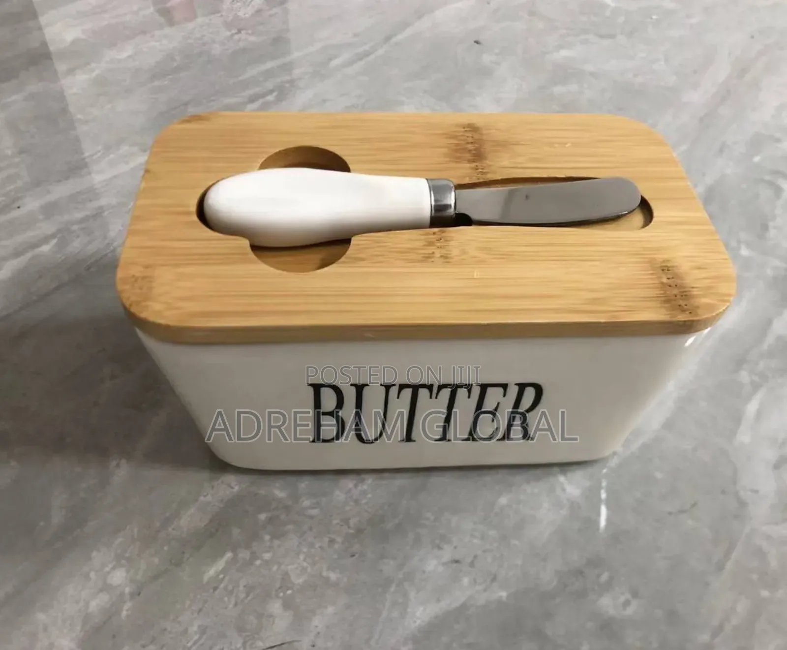 Bamboo Cover With Ceramic Butter Knife Butter Box Kitchen