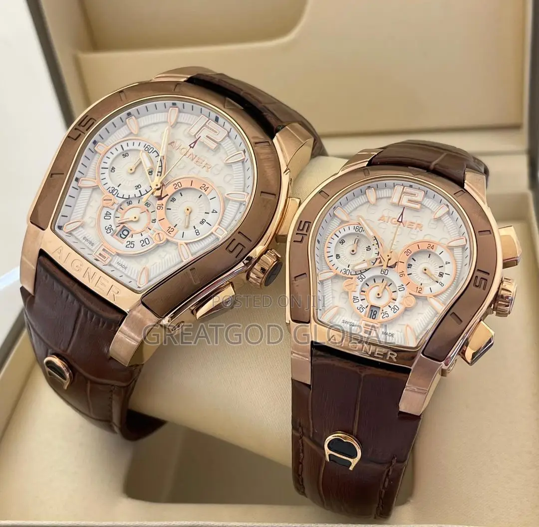 Aigner Male Nd Female Chronograph Brown Leather Wristwatches