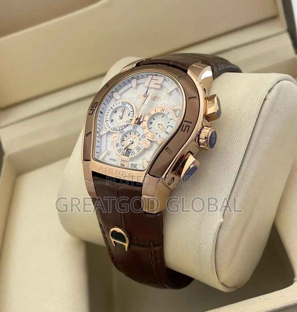 Aigner Male Nd Female Chronograph Brown Leather Wristwatches