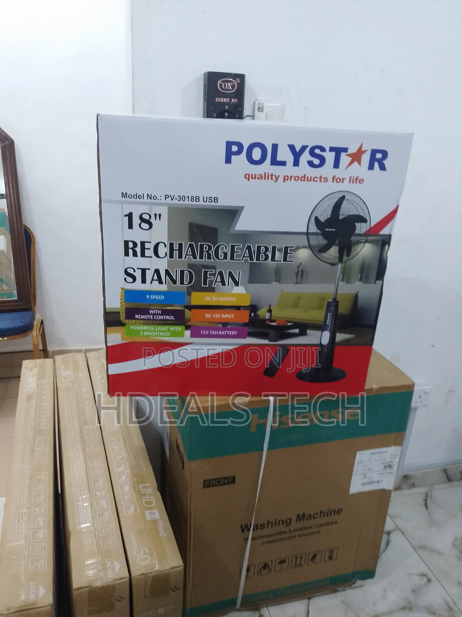 Active Polystar Rechargeable Standing Fan 18''