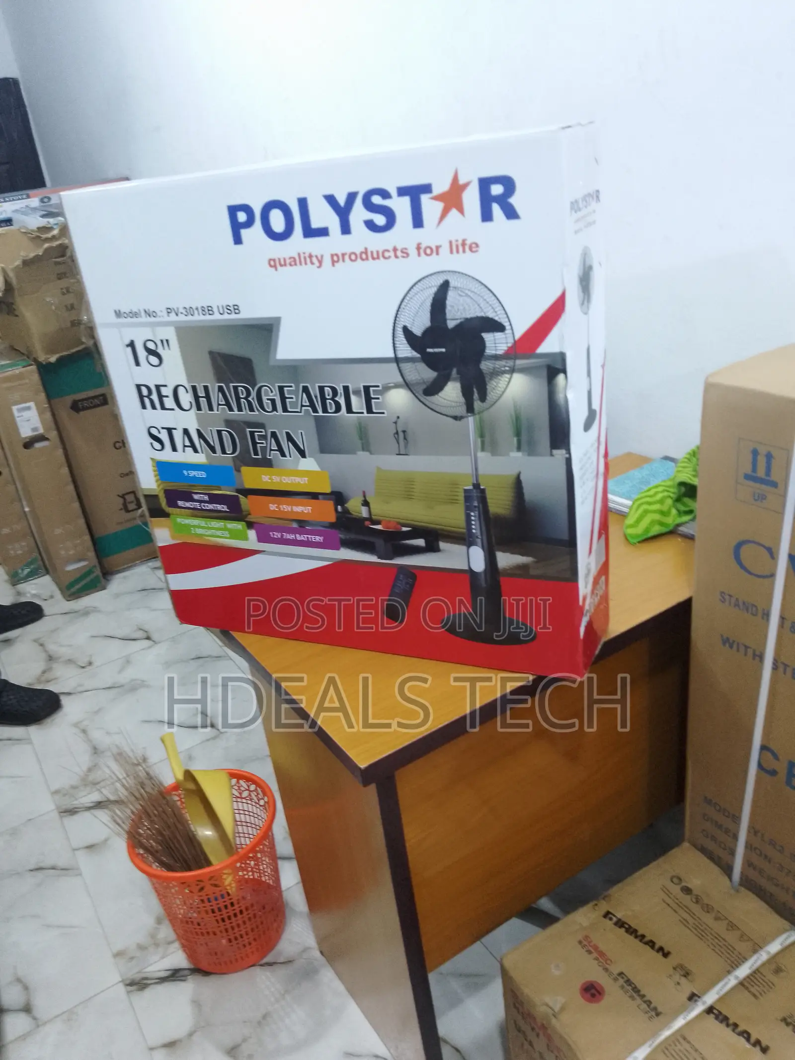 Noiseless Standing Fan > Polystar 18 Inches Rechargeable