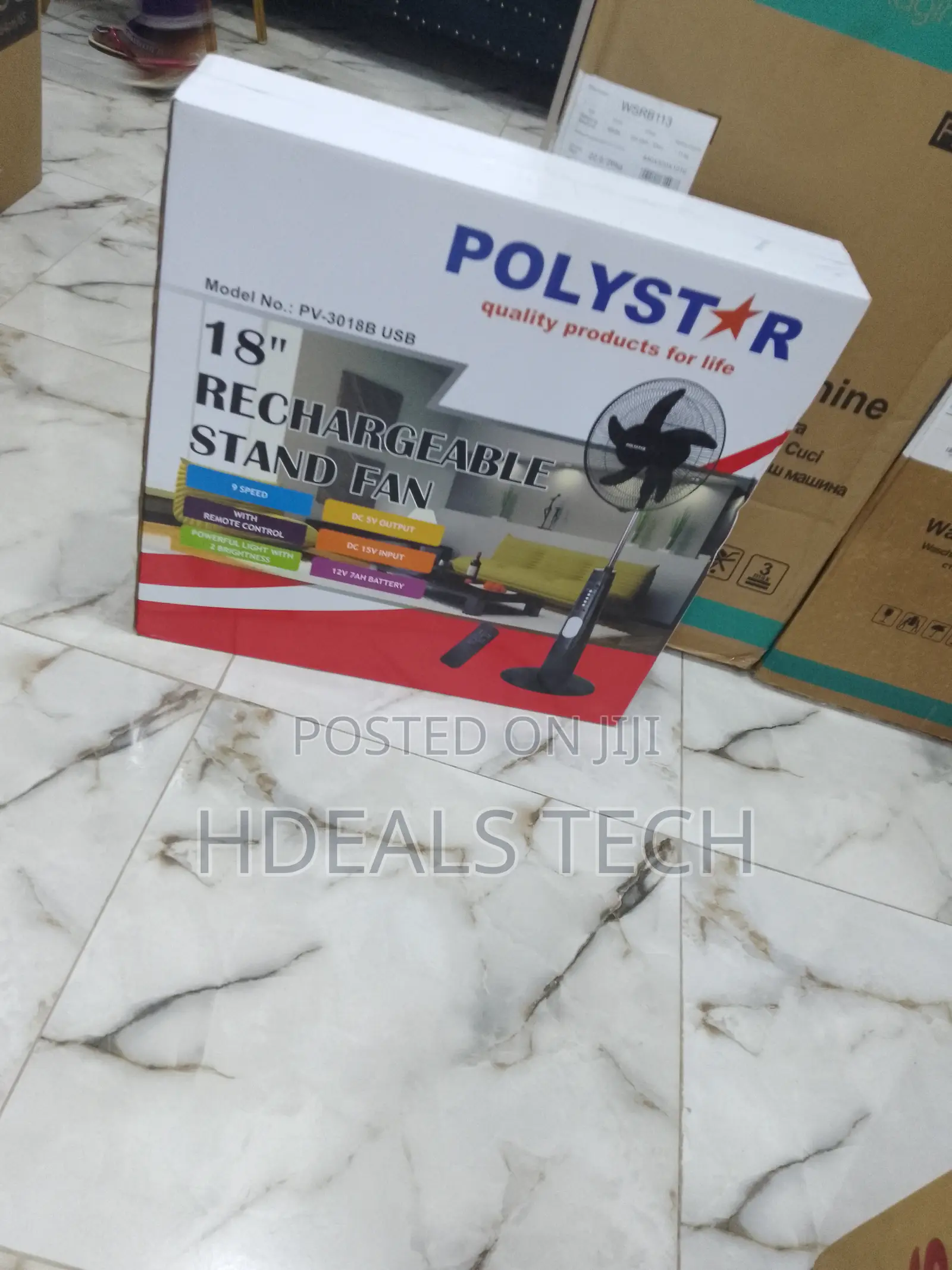 Top-Brands 18'' Rechargeable Standing Fan - Polystar