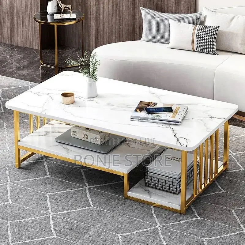 Gold Nordic Faux Marble Center Table, Luxury Metal Design