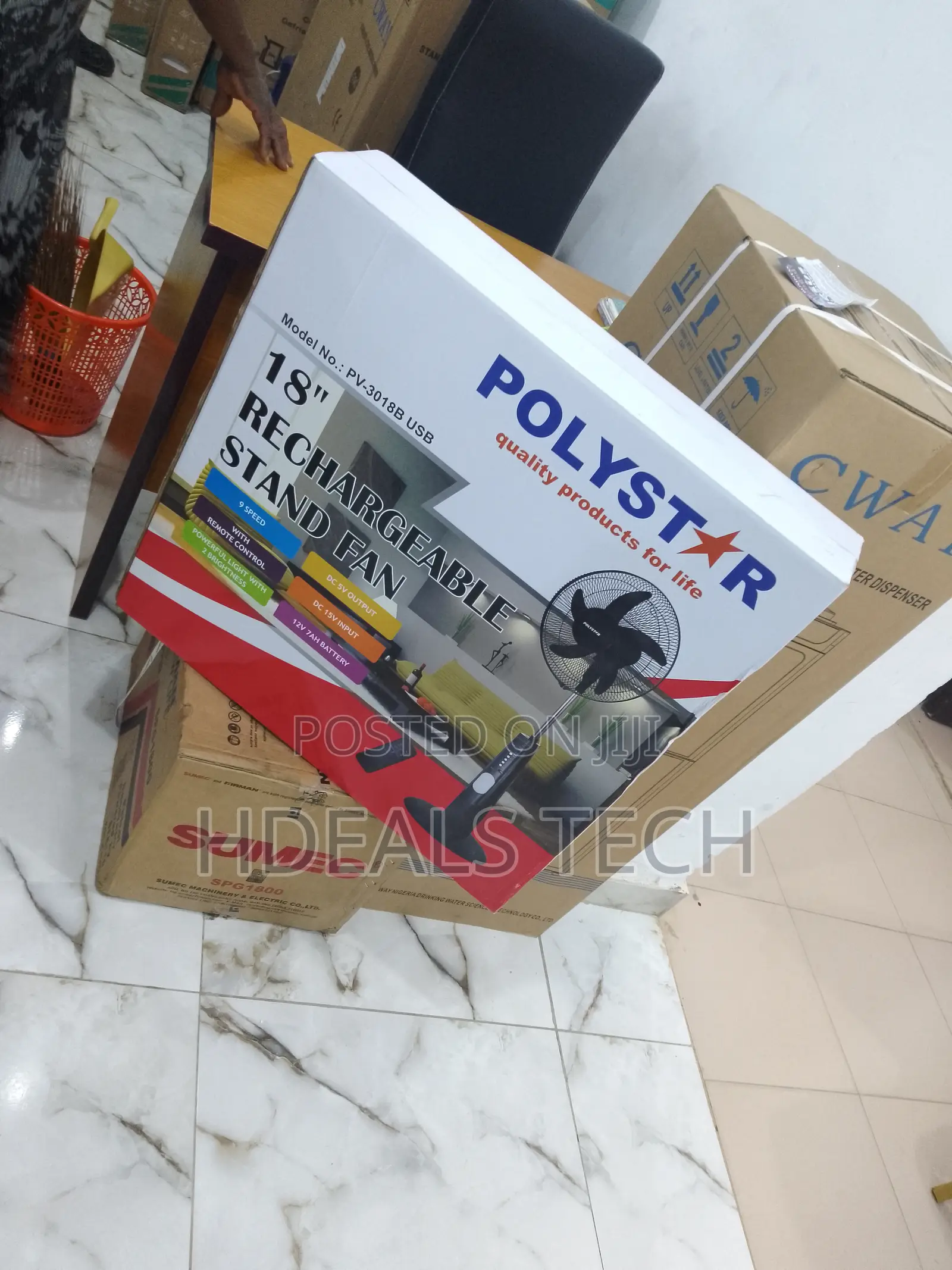 Buy Polystar 18'' Stand Fan Rechargeable 3 Speed Blades Fan