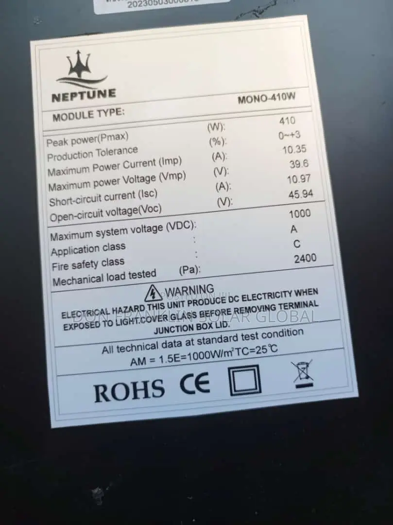 410watts Neptune Monocrystalline Energy Solar Panels
