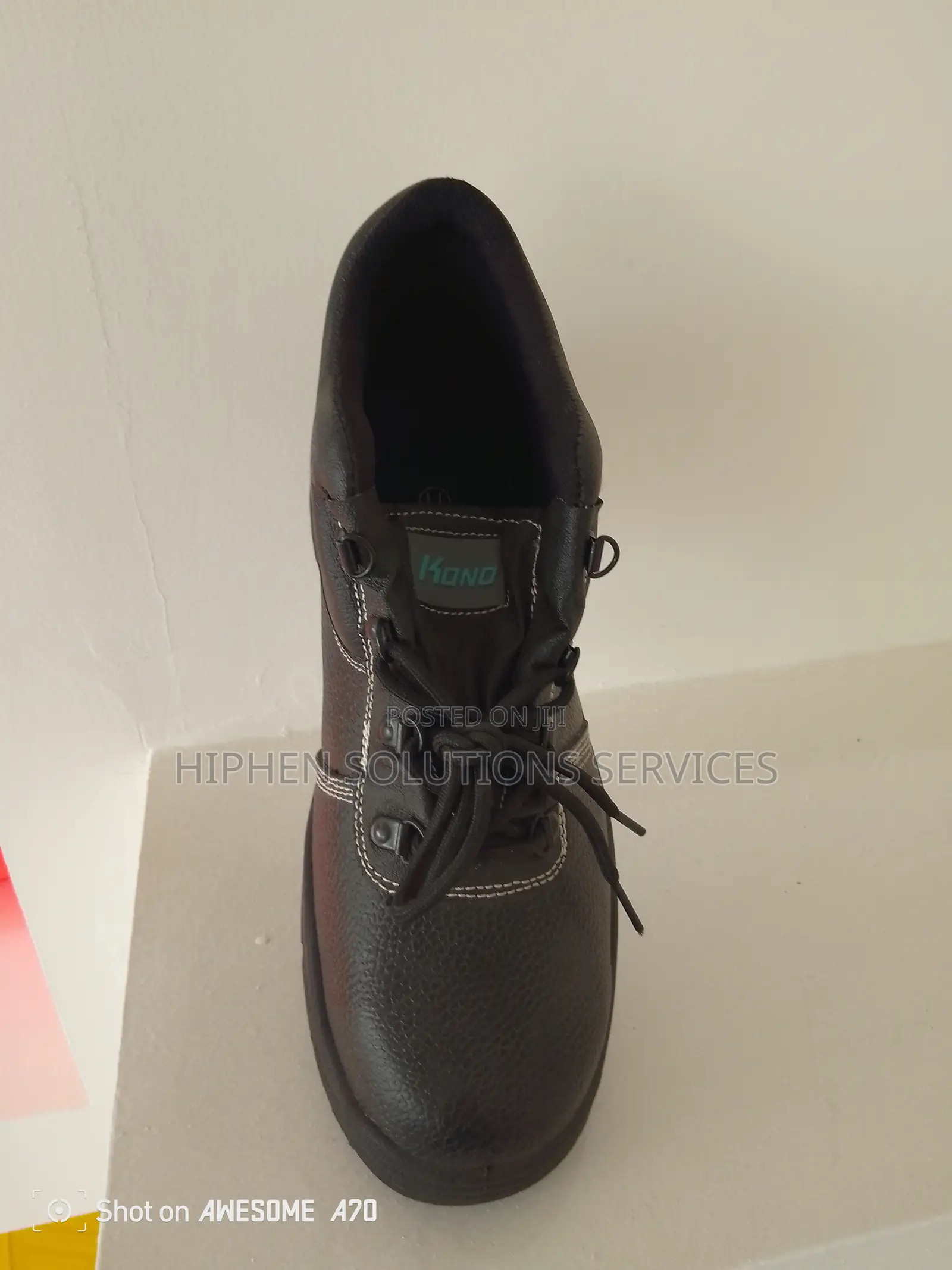Black High Ankle Leather Safety Shoes