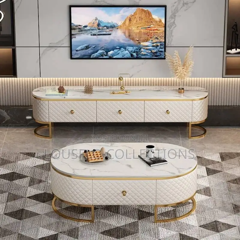 Quality Turkey Set of Marble Top Tv Stand and Centre Table